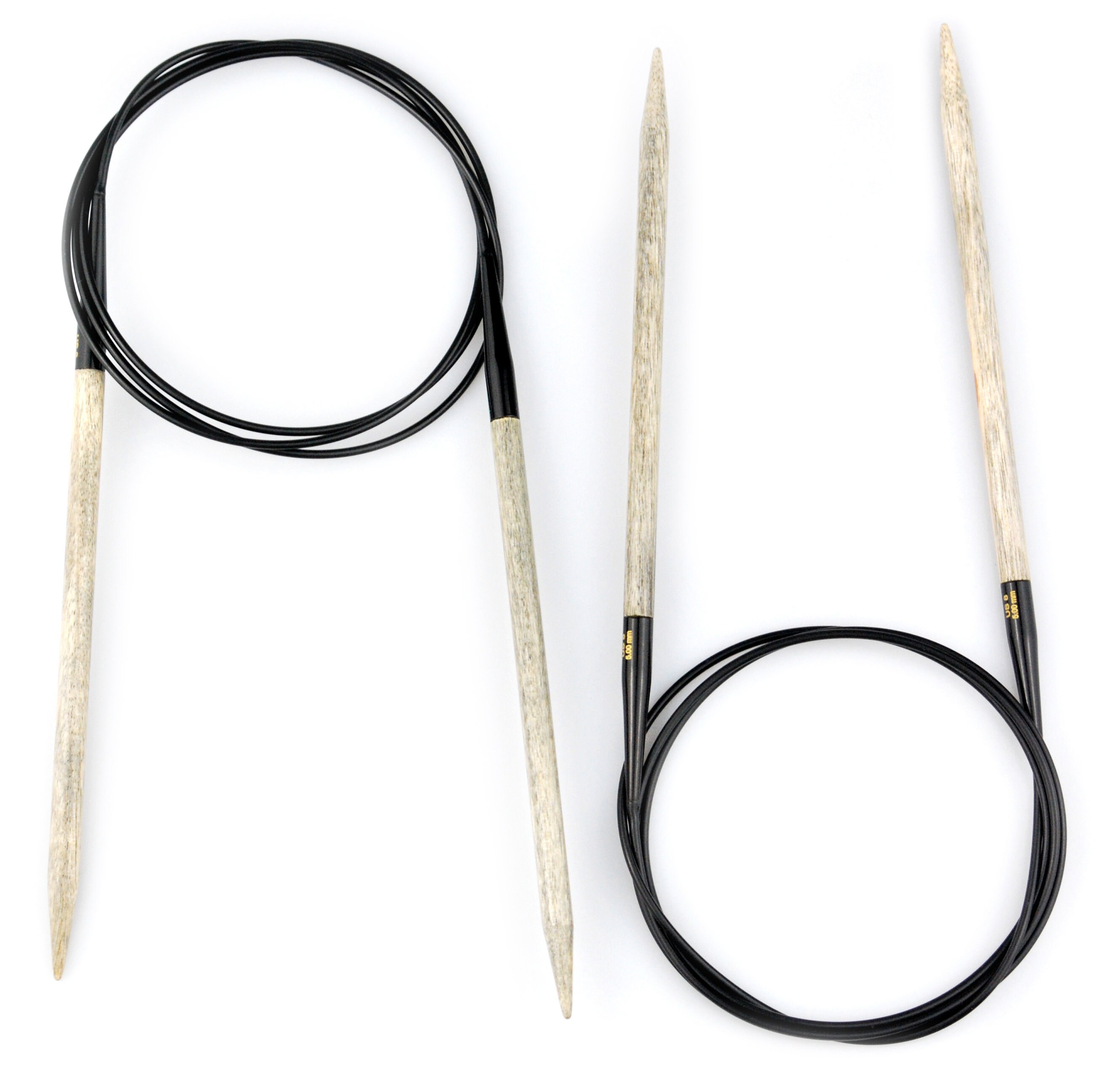 12 Inch or 16 Inch tip to Tip Bamboo Circular Knitting Needles US 11, 13  and 15 you Will Get 3 Pairs of Needles With Usa-made Tubing 