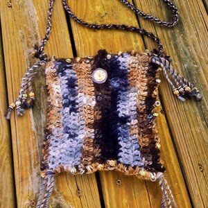 Boho Hippy Beaded Cross Body Purse Hand Crocheted