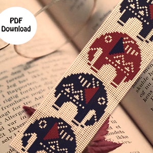 Cute Elephant Bookmark Cross Stitch Pattern PDF Instant Download