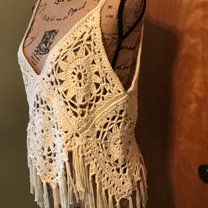 Vintage Bohemian Crochet Fringe Tank Top