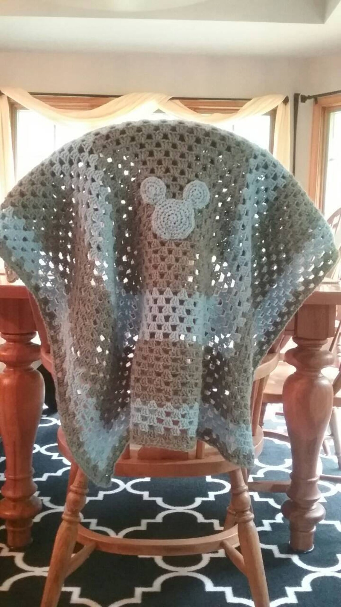 Mickey Mouse Baby Blanket Disney Baby Blanket Blue and Grey Etsy