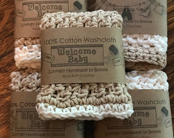 Hand Crocheted Cotton Baby Washcloth: Eco-Friendly Soft Cloth