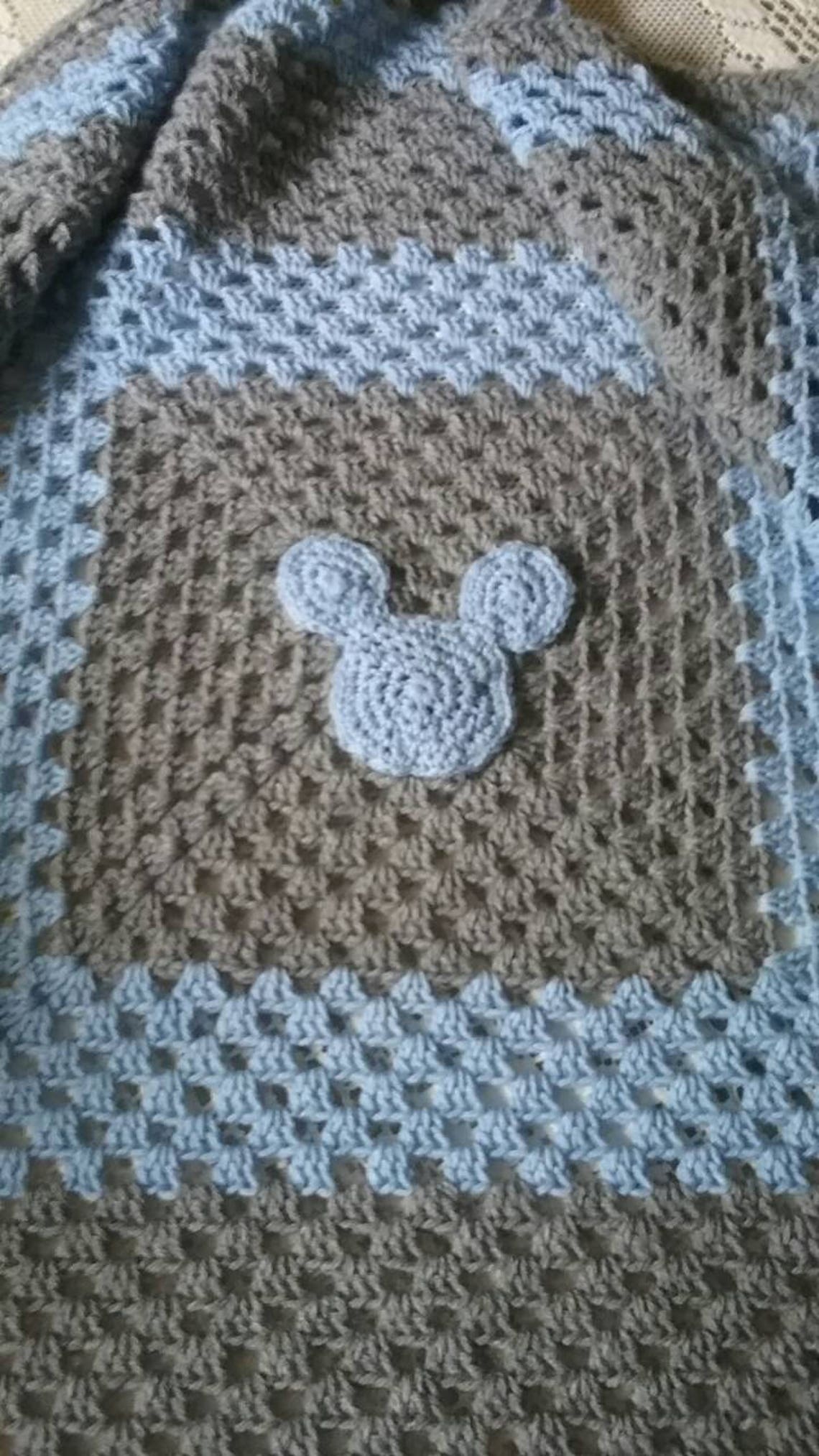 Mickey Mouse Baby Blanket Disney Baby Blanket Blue and Grey Etsy