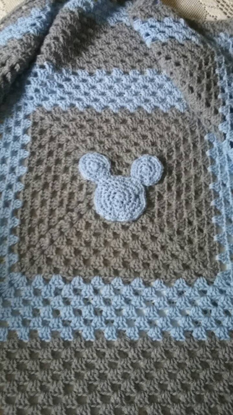 Mickey Mouse Baby Blanket Disney Baby Blanket Blue and Grey Etsy