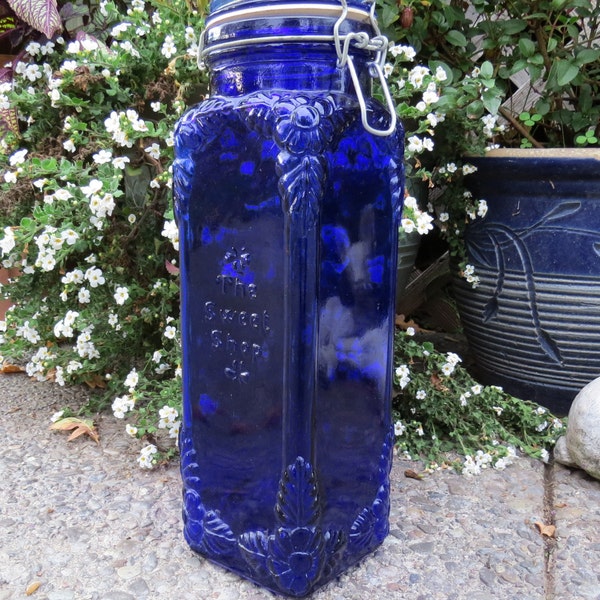Gorgeous Cobalt Blue Crownford Glass Candy Apothecary Canister Jar