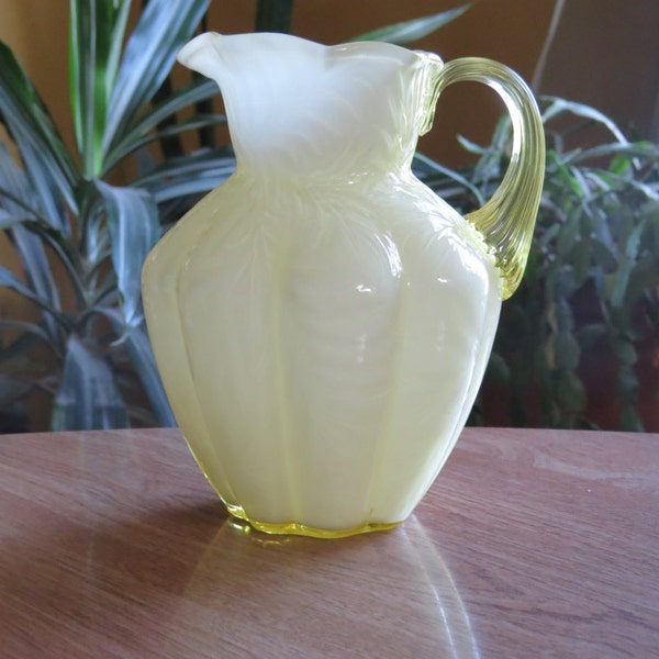 Vintage Fenton Milk Glass Yellow Creamer Pitcher