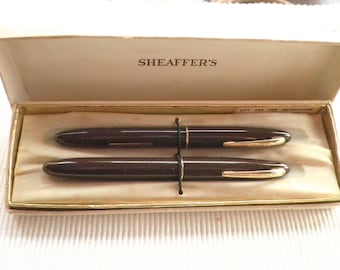 Sheaffer Craftsman pen set (unrestored) - Burnt Umber Brown 14K #33 medium nib and ballpoint