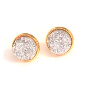 Rose Gold Druzy earrings bridesmaid gift Canada Gold stud earrings bridal shower gift Canada Rose Gold 8 mm Faux Druzy Earrings