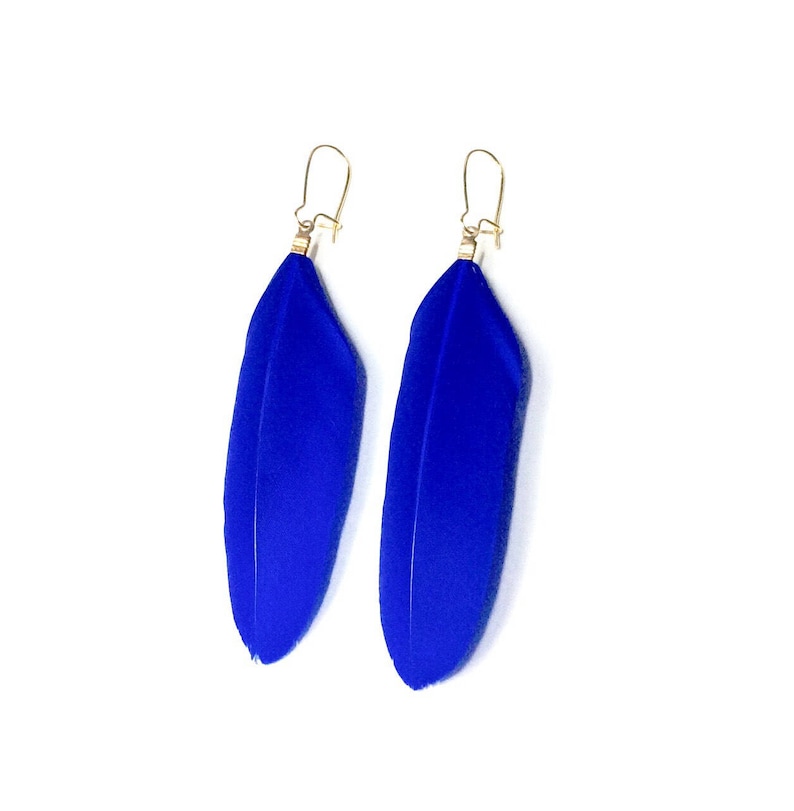Blue Earrings Feather Earrings Bohemian earrings Long Gold Dangle Earrings Boho Chic Tribal Jewelry Gold Earrings Feathers Canada