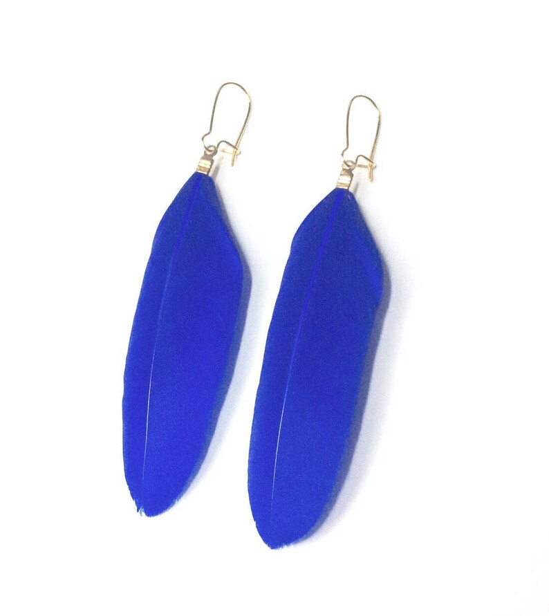 Blue Earrings Feather Earrings Bohemian earrings Long Gold Dangle Earrings Boho Chic Tribal Jewelry Gold Earrings Feathers Canada