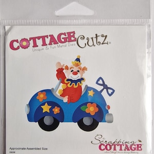 CottageCutz Palhaço com Molde de Carro – Molde de Metal com Tema Circo para Scrapbooking, Cartões e Artesanato DIY