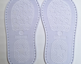 EVA Rubber Baby Soles – White, Pre-Punched for Handmade Crochet Booties, Size 15/16/17