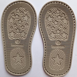 EVA Rubber Baby Shoe Soles: Beige, Size 15 (9cm, 70 Holes) for Crochet