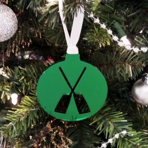 Green Crossed Oar-nament, Acrylic Mirror Finish | Plastic Christmas Tree Decoration
