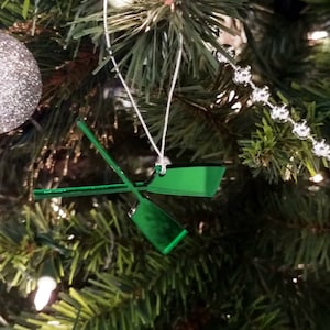 Green Crossed Oars Ornament, Acrylic Mirror Finish | Plastic Christmas Tree Decoration