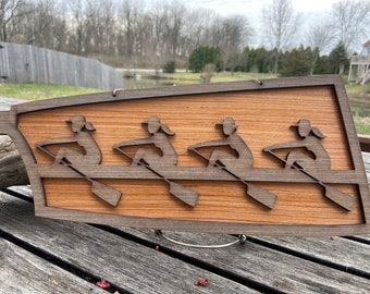 Women Rowing Wood Art