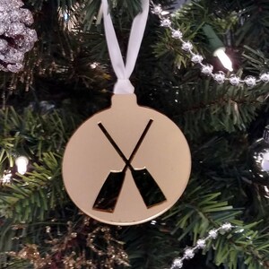 Gold Crossed Oar-nament, Acrylic Mirror Finish | Plastic Christmas Tree Decoration