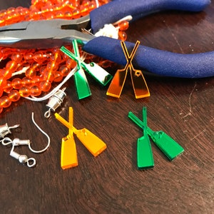 Oar Charms, Multiple Colors, Set of 10, Acrylic Mirror Finish | Plastic Jewelry