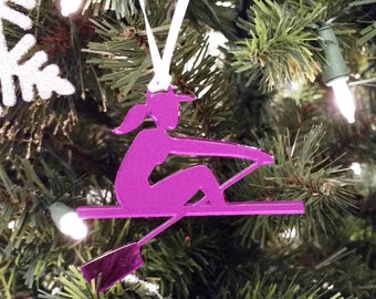 Acrylic Mirror Finish Purple Female Rower | Plastic Christmas Tree Decoration