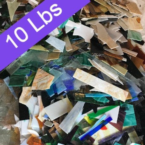 10 lbs large or small stained glass  scraps - Earth tones - 6 *PLEASE READ SHIPPING