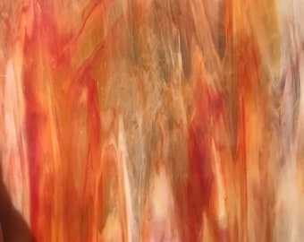 Stained Glass Sheet Wissmach 310 RIP Bright Amber Ripple 8 x 6