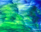 Stained Glass Sheet, 8 quot x 6 quot - Blue, Green and White (Kokomo 142 ML)