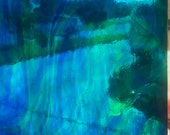 Stained Glass Sheet, 8 quot x 6 quot - Cobalt Blue and Green Streaky (Armstrong 4233 S)