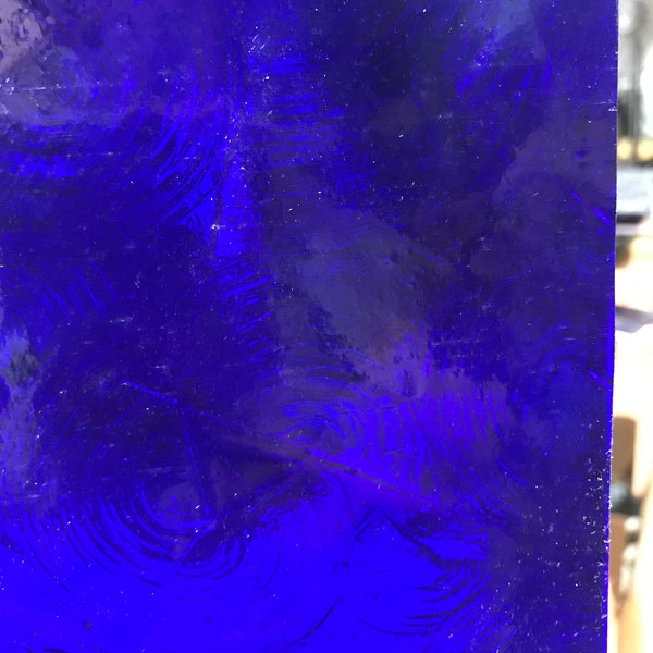 Stained Glass Sheet, 8” x 6”- Medium copper/cobalt Blue Rondalite  (Kokomo 605 RON)
