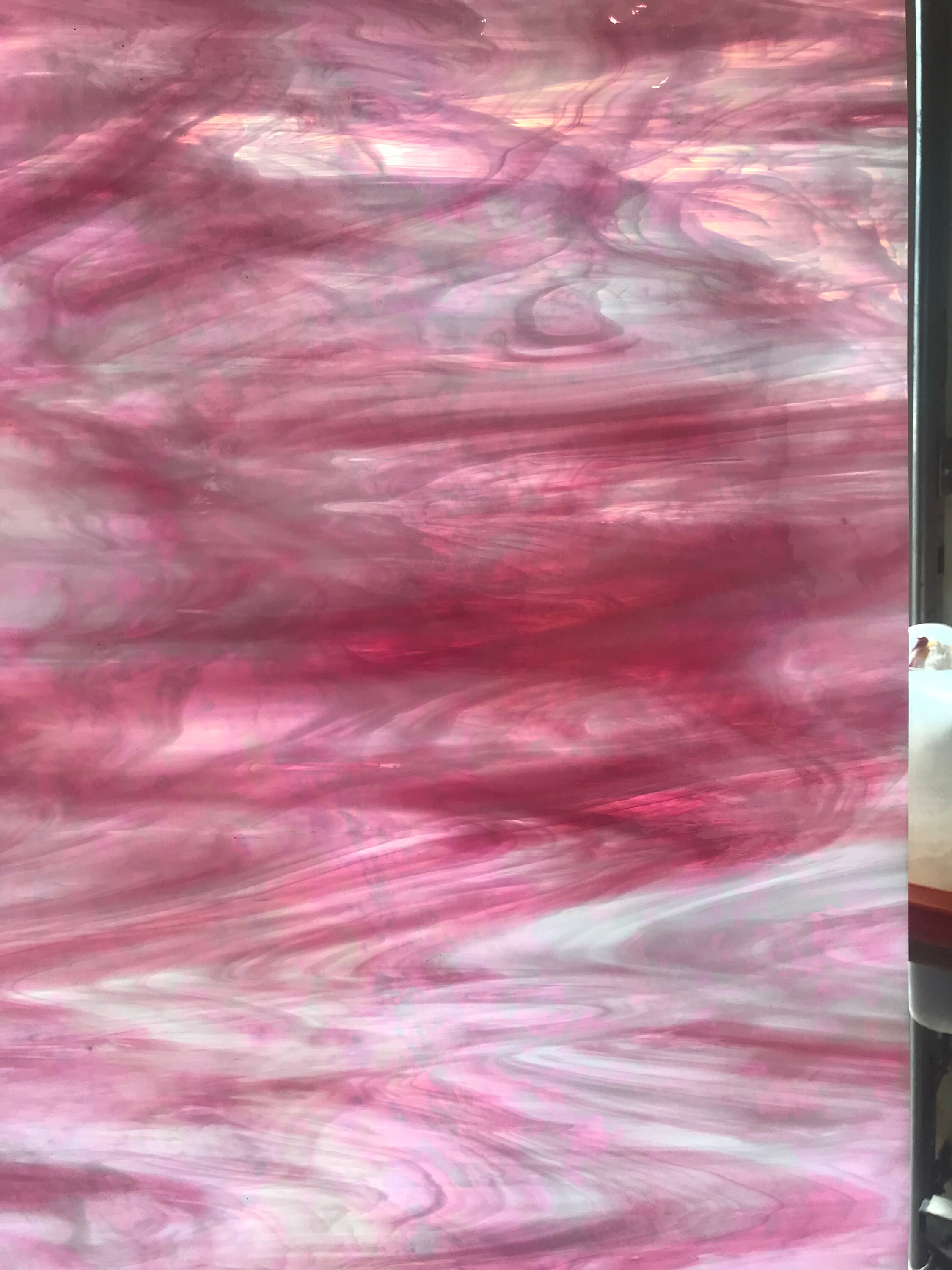 Glass Materials Oceanside S395Irid Pink/White Wispy Iridized 8x6
