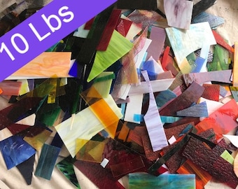 10 lbs stained glass  scraps - Brights 7 *PLEASE READ SHIPPING