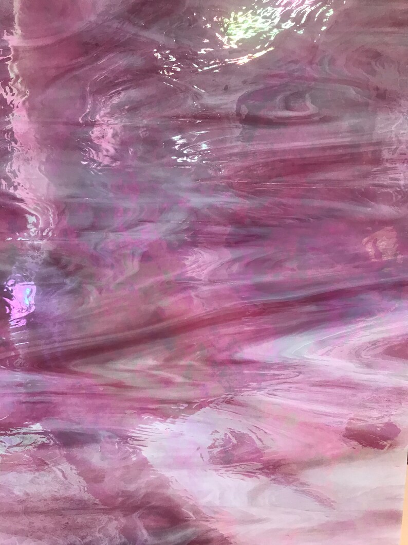 Stained Glass Sheet 8 x 6 Pink and Whitpe Wispy Etsy