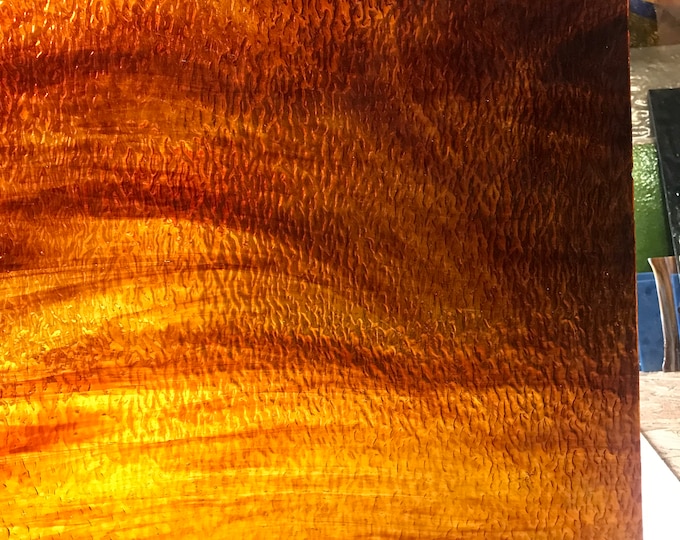 thumbnail image 2 of 8" X 6" Stained Glass Sheet - Brown And Amber Streaky Granite (wissmach 2 of 9
