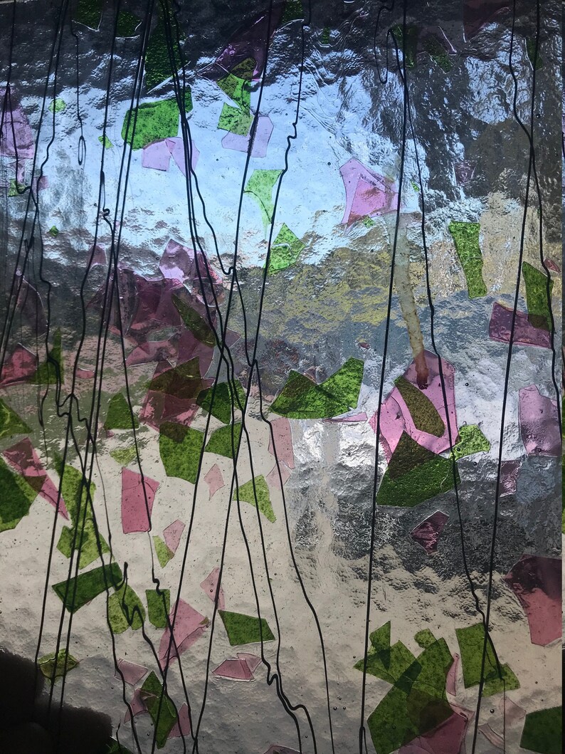 Stained Glass Sheet 10 x 5 Pink and Green on Etsy