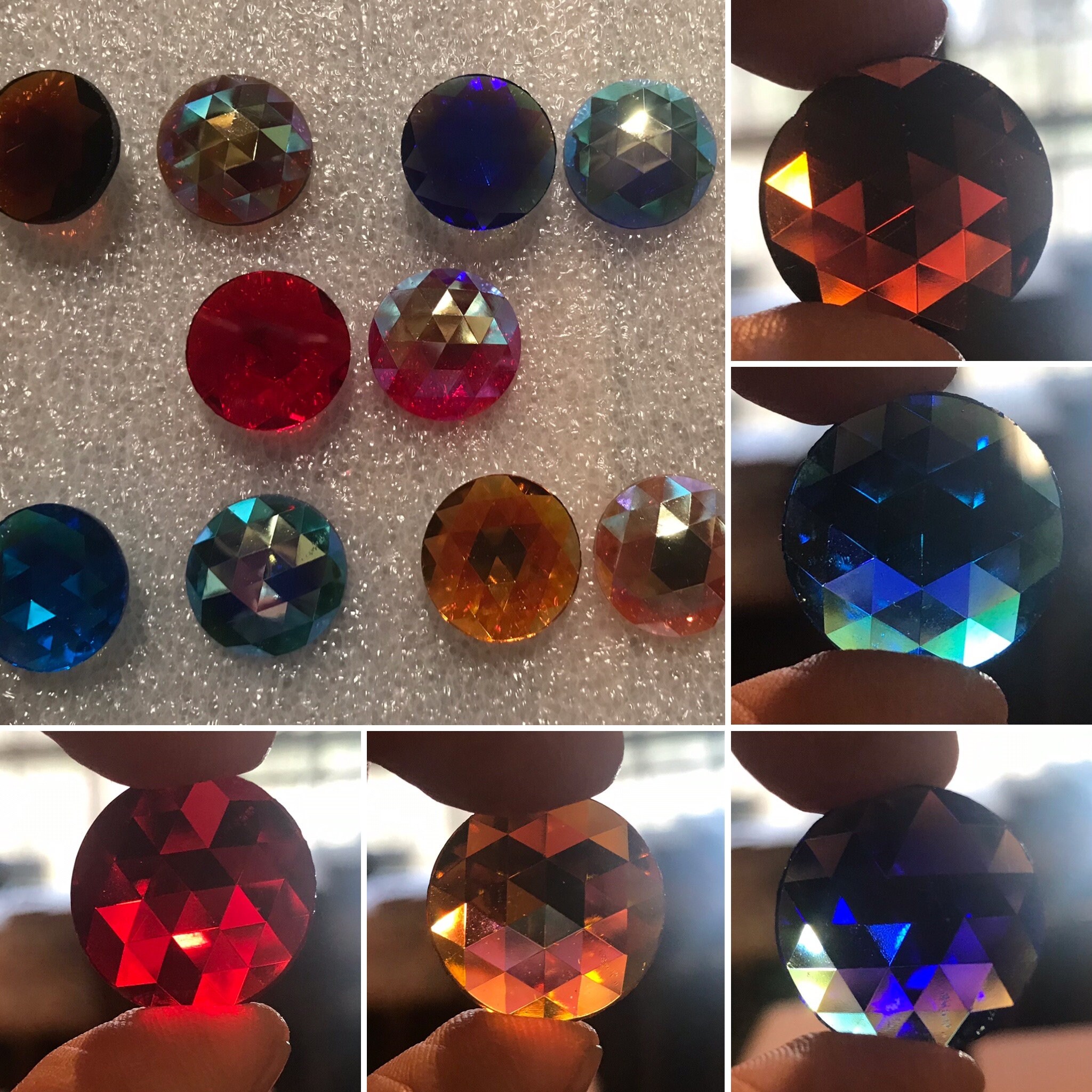 Iridescent German made jewel - Faceted 20mm