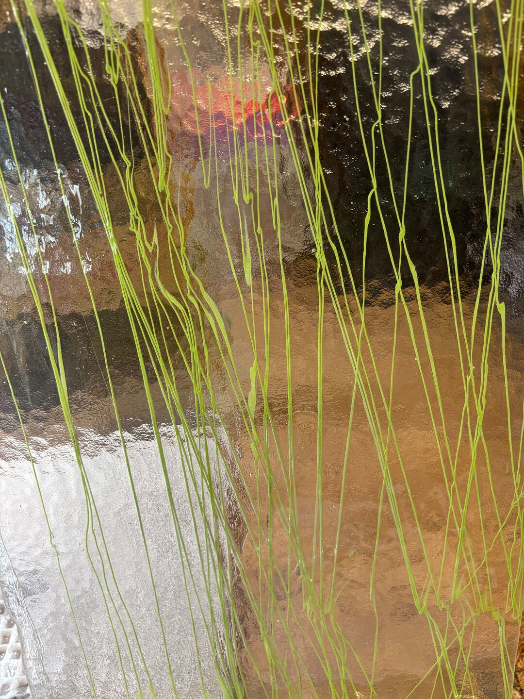 Stained Glass Sheet, 10 X 10 Clear With Neon Lime Green Streamers B ...