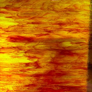 Stained Glass Sheet, 8&quot; x 6&quot;  - Red and Yellow/Green  (Kokomo 74)