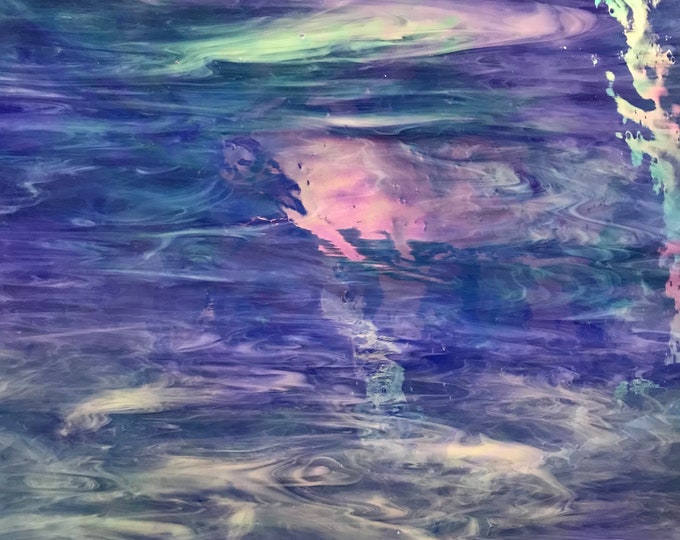 Stained Glass Sheet, 8 X 6 Clear/cobalt Opal Iridized armstrong 014 SR