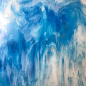 Stained Glass Sheet, 12" x 12"  -  Sky Blue And White Opal (Kokomo 37)