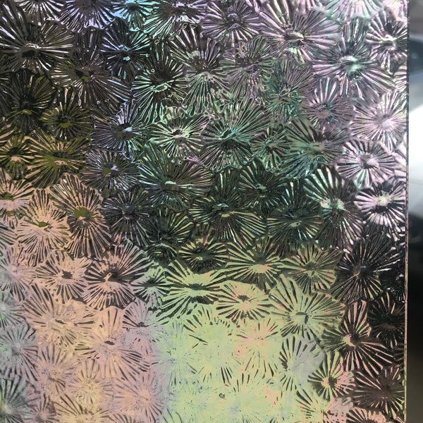 Stained Glass Sheet, 12" x 12"  -  Clear Florentine Iridized (W 01 IR)