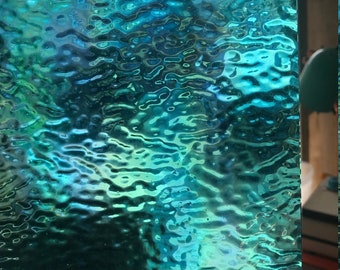 8" x 6"  - Ice Blue Ripple Iridized (Wissmach  158 RIPR)Stained Glass Sheet or Supply