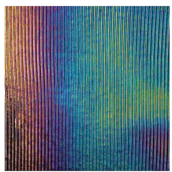 Stained Glass Sheet, 10" x 5”  - Black Opal Prismatic Rainbow Iridescent (Bullseye 0100-48)