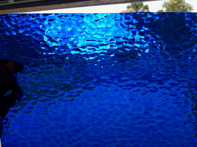 Stained Glass Sheet 8 X 6 Blue Hammered Etsy