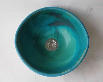 Oval washbasin Turquoise/Caribbean Ø 28/26 H 13 cm