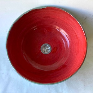 2nd choice washbasin dark red / green Ø 36 H 15 cm