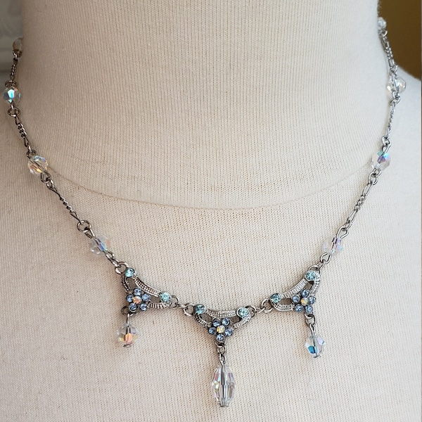 Palest Blue~Light Sapphire Crystal Rhinestone Accents with Aurora Borealis Crystals.
