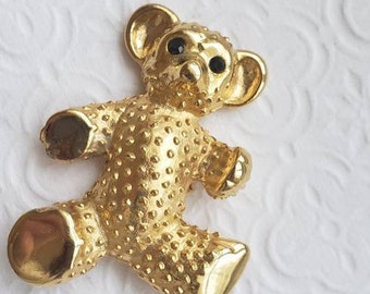 Teddy Bear Brooch! Vintage Goldplated Bear Brooch.Collector's item. Gold Teddy Bear. Cute and Fun!