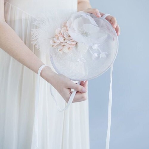 Couture, Bridal Siminay Saucer Hat. Spring Wedding Fascinator. Vintage Silk shops Flowers and Velvet Ribbon. Miliner's Design.