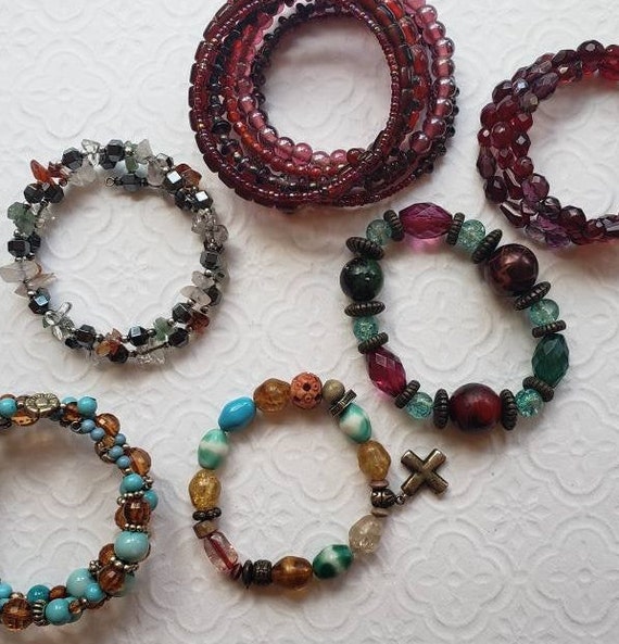 Bracelets, Mixed Lot of memory wire and stretch b… - image 8