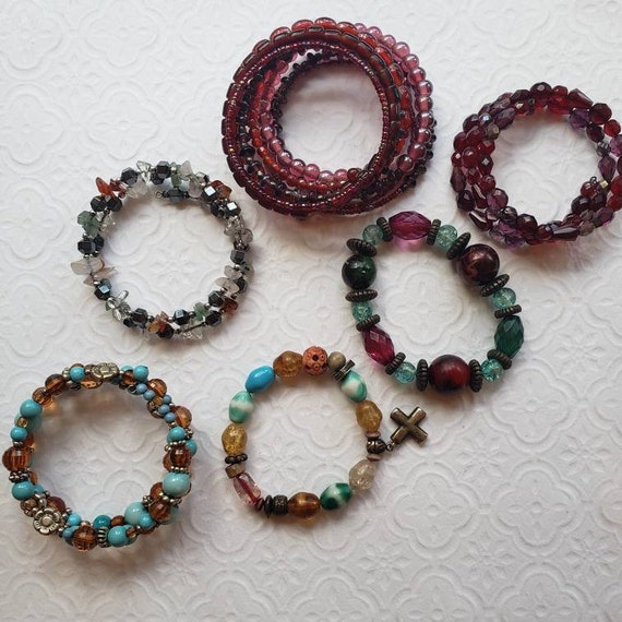 Bracelets, Mixed Lot of memory wire and stretch b… - image 10