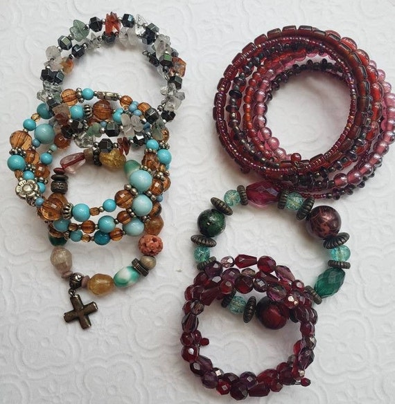 Bracelets, Mixed Lot of memory wire and stretch b… - image 9